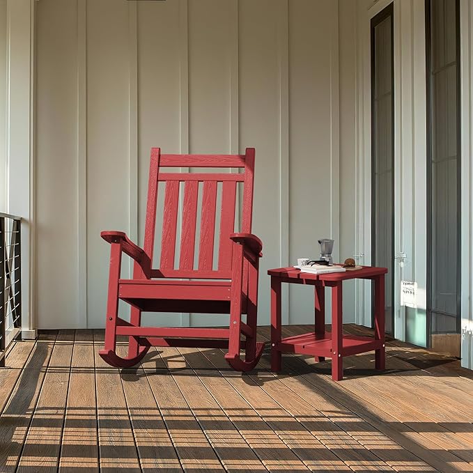 SERWALL Double Adirondack Side Table Set of 2, End Table- Red