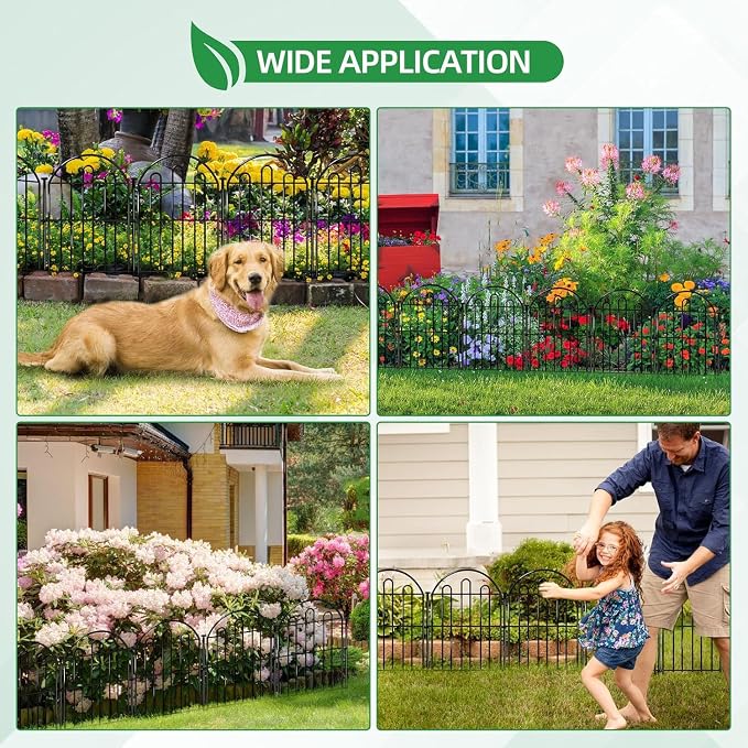 32 Pack Decorative Garden Fence, 17in x 34.6ft Arched No Dig Animal Barrier Fence for Dog Rabbit, Garden Edging Border, Rustproof Metal Ground Stake Border Fencing Panel for Outdoor Yard Patio Decor
