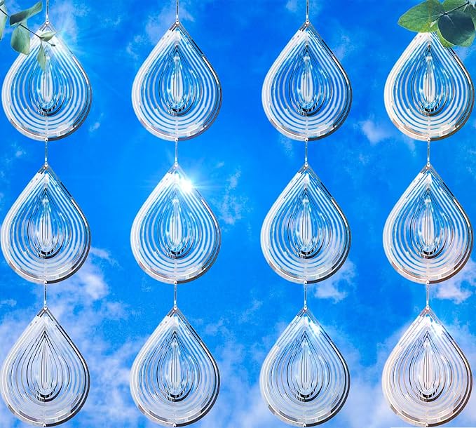 12 Bird Scare Devices Highly Reflective 3D Bird Reflectors, Shiny Bird Deterrents for Outside Patio, Wind Spinners Outdoor Garden Decoy to Keep Birds, Woodpeckers Away from House, Outdoor