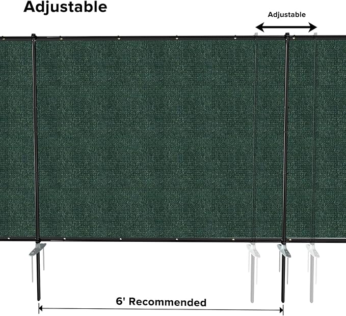 6'x3' Privacy Fence Kit Freestanding Mesh Screen with Iron Poles Temporary Fencing Outdoor Patio Backyard Divider Dog Air Conditioner Trash Fence Green Custom