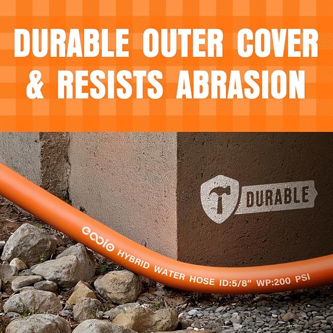 Garden Hose 35 ft x 5/8", NON-EXPANDING Flexible Water Hose, Kink Resistant Lightweight Hybrid Hose, Leakproof Yard Hose with Male to Female Fittings