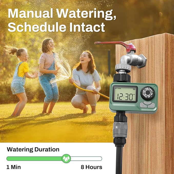 BN LINK Programmable Sprinkler Timer with Rain Delay – Waterproof Digital Water Timer for Garden Hoses, Manual & Auto Modes – Ideal for Lawn, Yard, Drip Irrigation System, 1 Outlet