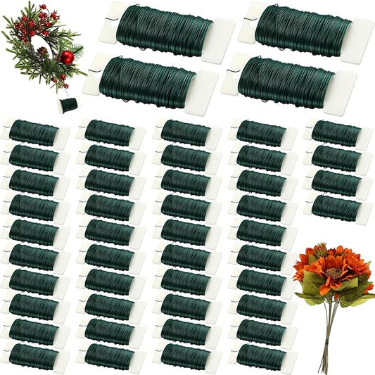 Ferraycle Floral Wire 38 Yards 22 Gauge Flexible Paddle Wire Florist Wires Christmas Wires for Crafts, Christmas Wreaths Tree, Garland and Floral Flower Arrangements, Green(Green)