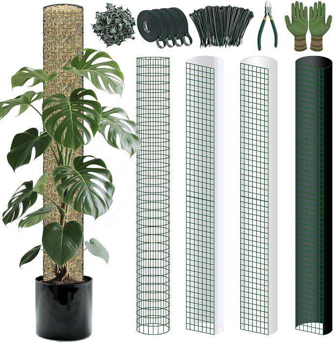 Metal Moss Poles for Climbing Plants, D-Shape Sphagnum Moss Pole Monstera Plant Support for Climbing Plants, DIY Plant Stakes Work with Sphagnum Moss (12ft D-Shaped & 28ft Round)