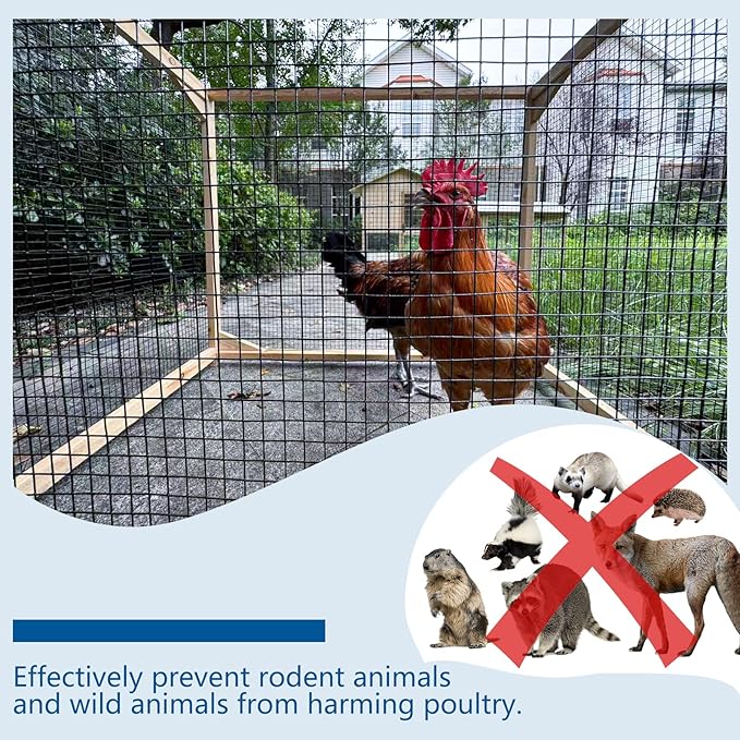 Black Hardware Cloth 1/2 inch 19Ga PVC Coated Wire Mesh Vinyl Coated Fence Welded Metal Chicken Wire Fencing Roll (1/2 inch 16in x 10ft)