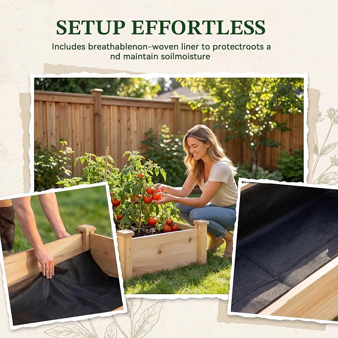 8x2ft Outdoor Wooden Raised Garden Bed, Elevated Planter Box for Vegetables/Garden/Lawn/Patio, Natural Wood, 96 x 24 x 9in