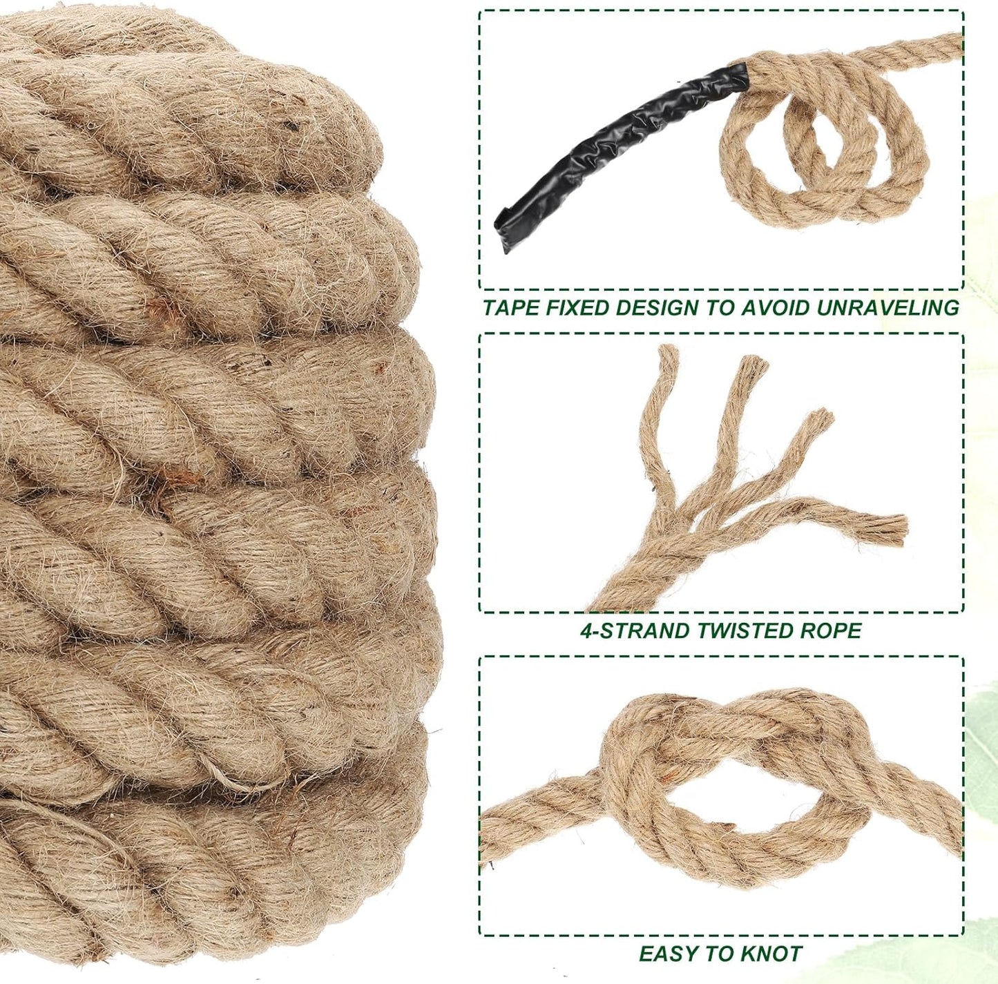 PATIKIL 1-1/2" x 50 Ft Twisted Manila Rope Jute Rope Natural Thick Jute Rope Twine Burlap Rope for Docks Railings Bundling Craft Tug of War Decorating