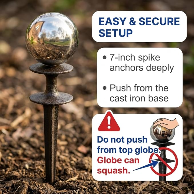 Lulu Decor, Garden Silver Gazing Ball Hose Guide, Set of 2 Strong and Decorative Hose Guide that Protects Your Plants While Providing Elegance to Your Garden