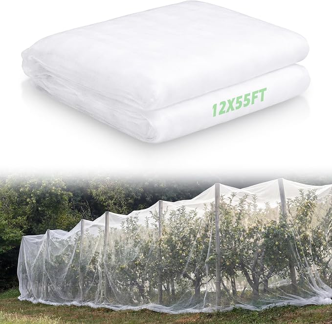 Garden Insect Netting for Raised Beds Extra Large Fruits Tree Netting Pest Barrier White Ultra Fine Mesh Row Bed Covers Net for Vegetable Fruit Protection from Insect Bird Animals(12 x 50 ft)