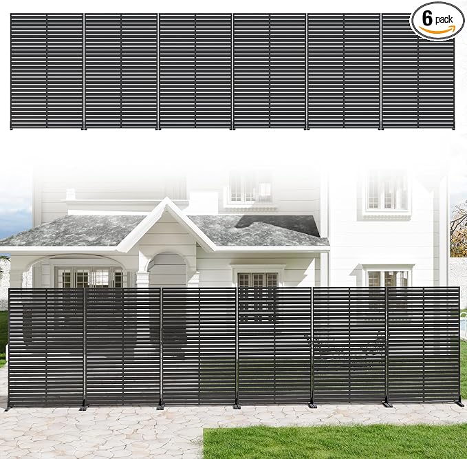 Privacy Fence Screen Outdoor Freestanding Privacy Panel, 72" H×47" W HDPE Decorative Panels with Stand, Room/Garden Divider, Outdoor Privacy Screen for Patio,Deck, Balcony, Pool
