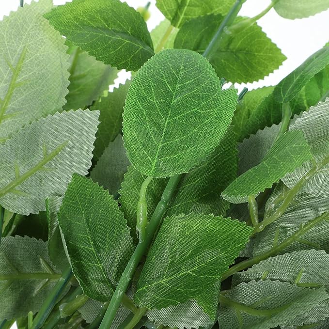 ULTNICE 60pcs Artificial Flower Stems with Leaves for Floral Arrangements, Wedding Bouquets, and DIY Crafts - Flexible Green Plastic Rose Stem