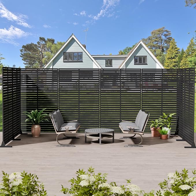 Privacy Fence Screen Outdoor Freestanding Privacy Panel, 72" H×47" W HDPE Decorative Panels with Stand, Room/Garden Divider, Outdoor Privacy Screen for Patio,Deck, Balcony, Pool