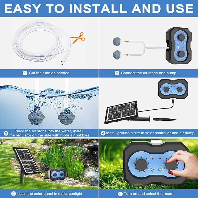 Lewisia 3W Solar Pond Aerator with Timer Control Air Pump Battery Aeration Kit Fish Tank Bubble Oxygenator
