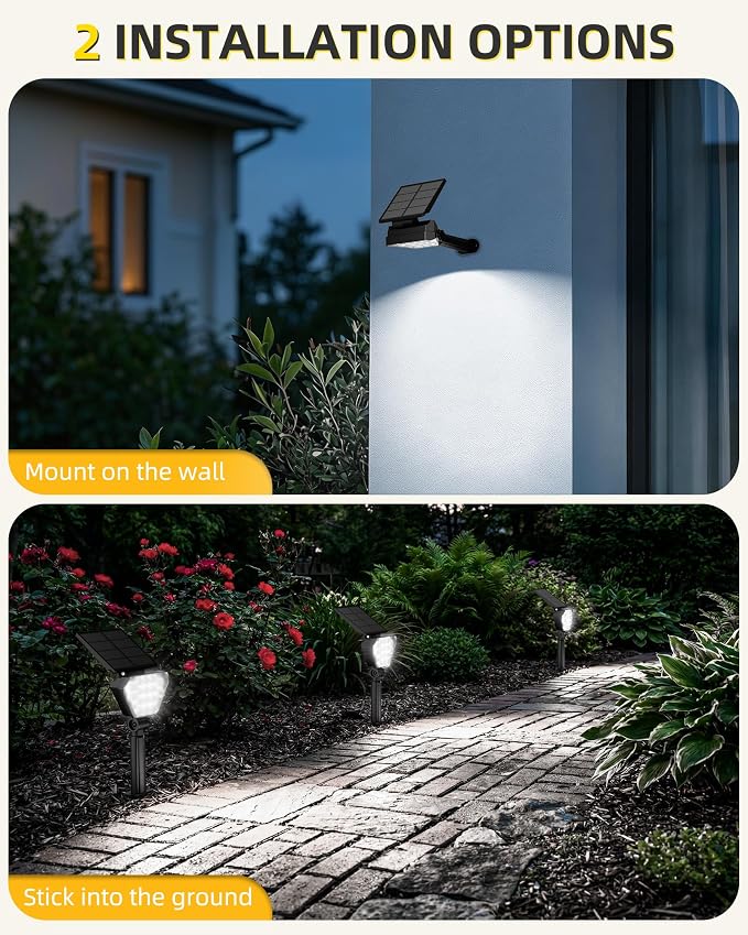 T-SUN Solar Lights Outdoor Waterproof IP65, 6 Pack LED Solar Spot Lights Color Changing IP65 Waterproof Smart Auto On/Off for Outside Landscape Garden Yard Lawn Pathway Patio Driveway