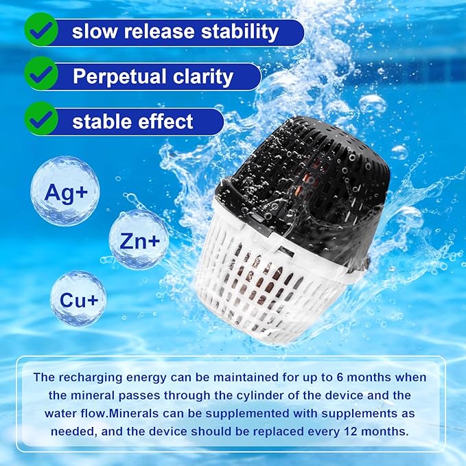 Black Pool Unit 20k-30k Gallons Replacement for Pool RX, Compatible with Mineral Cartridge Above Ground and Inground Pools Filter Replacement