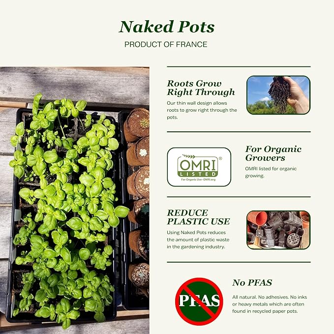 Daniel's Plants 4" Naked Pots | Large Natural Plantable Seed Starter Pots | OMRI-Listed Biodegradable for Seedlings | Enhanced Aeration | Earth Friendly - Peat Free | 30 Pack 4 Inch Round