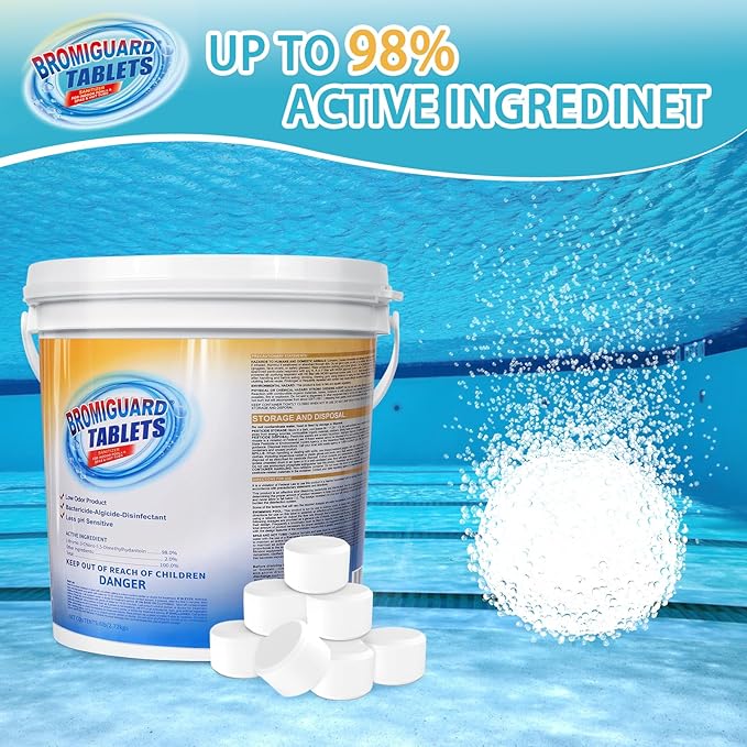 Bromine Tablets for Spa Hot Tub, Bromine Tablets for Pools, Pre-Stabilized, Low Chlorine Odor,Great Chlorine Alternative