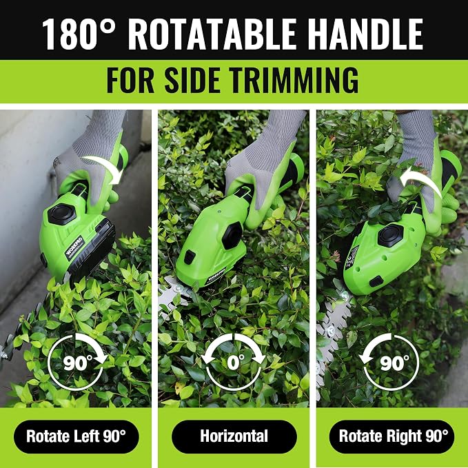 WORKPRO Cordless Grass Shear & Shrubbery Trimmer - 2 in 1 Handheld Hedge Trimmer 7.2V Electric Grass Cutter 2.0Ah Rechargeable Lithium-Ion Battery and USB Cable Included