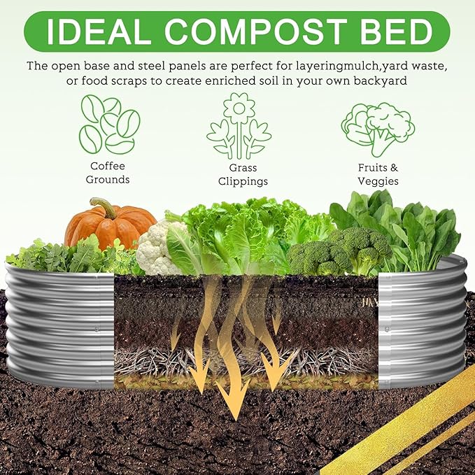 BTDVR 3 PCS Galvanized Raised Garden Bed Outdoor, Metal Raised Beds for Vegetables, Above Ground Garden Box for Flower, Steel Garden Bed for Gardening