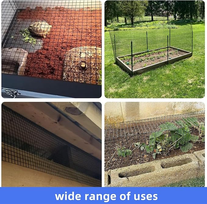 19 Gauge Black Hardware Cloth 1/2 inch 4 ft x 100 ft Coated Chicken Wire Fencing Wire Mesh Roll Gopher Wire Fence Roll Mesh & Wire Cloth Cage Wire Garden Fence