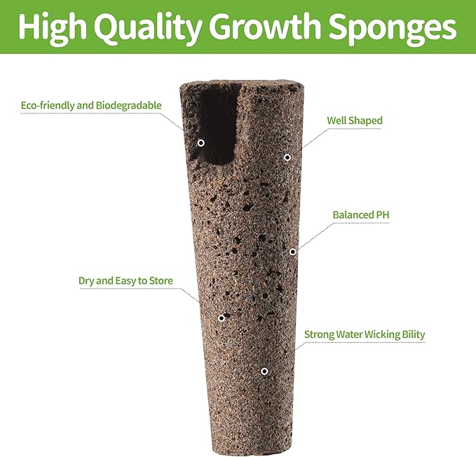 30 Pack Grow Sponges, Replacement Root Growth Sponges Seed Pods Compatible with AeroGarden, Seedling Starter Kit for Hydroponic Indoor Garden System