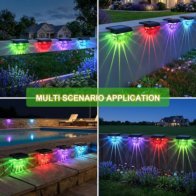 Melunar 12 Pack Solar Deck Lights Outdoor, Solar Step Lights Waterproof for Outside, Yard, Patio, Garden, Pool, Railing, Stairs, Fence (Color Changing)
