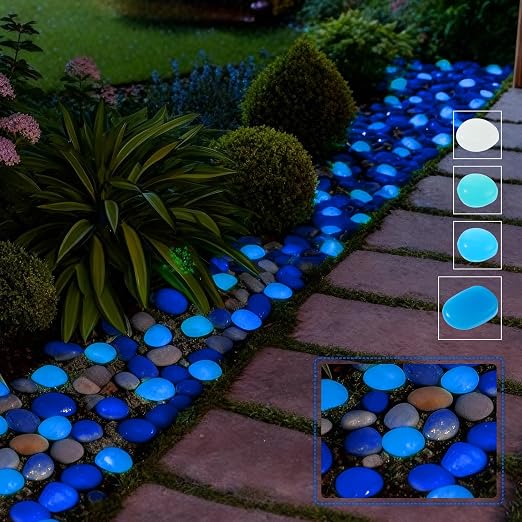 Novabright 500 Pcs Glow in The Dark Rocks, Glow Pebbles for Landscaping Outdoor Decor Glowing Rock Powered by Light or Solar for Garden Lawn Yard, Aquarium, Walkway, Fish Tank, Pathway