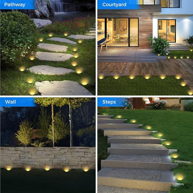 Peasur Mini Solar Ground Lights, 18 Pack Flat Solar Disc Lights Outdoor Waterproof, 2.3 Inch Small Solar Garden Lights Landscape Lighting for Outside Pathway Garden Yard Lawn Walkway,Warm White