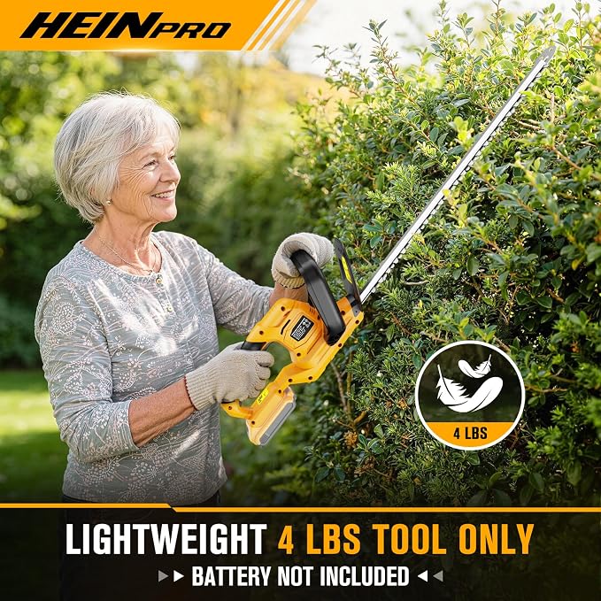 HEINPRO 22" Hedge Trimmer Cordless Compatible with Dewalt 20V MAX Battery, Electric Hedge Trimmer Cordless, Battery Powered Hedge Trimmers, Bush Trimmer for Garden, Shrubs(Battery not Included)