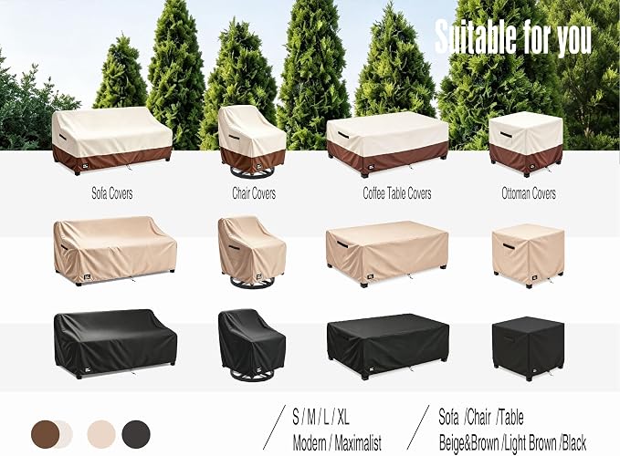 Patio Chair Covers 4 Pack,30Wx34Dx38H inches Outdoor Chair Covers,100% Waterproof Heavy Duty Outdoor Furniture Covers Waterproof,Beige&Brown Modern Style Patio Furniture Cover