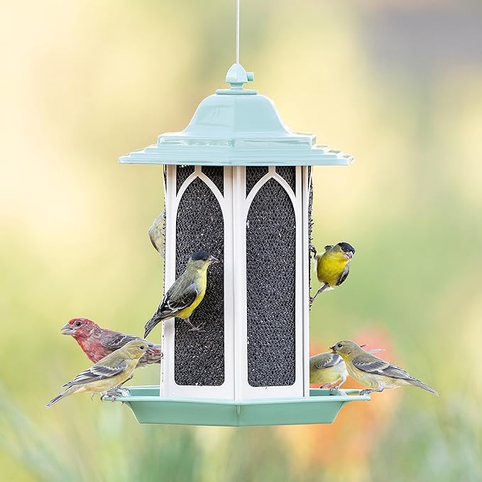 Perky-Pet Pistachio Gazebo Feeder - Wild Bird Feeder - GAZ01, Pistachio - Holds up to 3.5 lb Seeds - Easy to Fill, Easy to Clean, Rust Resistant Finish