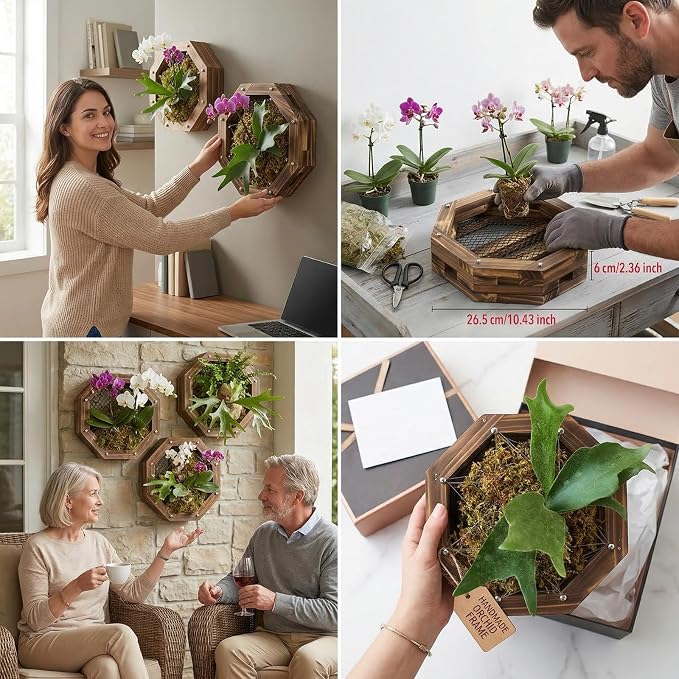 Staghorn Fern Mounting Kit - Wood Wall Planter for Orchids,Herbs & Indoor Plants | Hanging Plant Holder, Basket & Stand for Wall Decor(10.43inch)