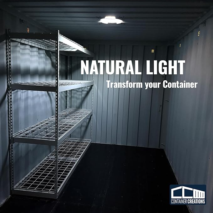 SkyDOME Extra-Large Skylight for Shipping Containers - Solar Lighting for Conex Container - Premium 12-inch Polycarbonate Dome Skylight - Natural Solar Light, Container Accessory, Easy to Install