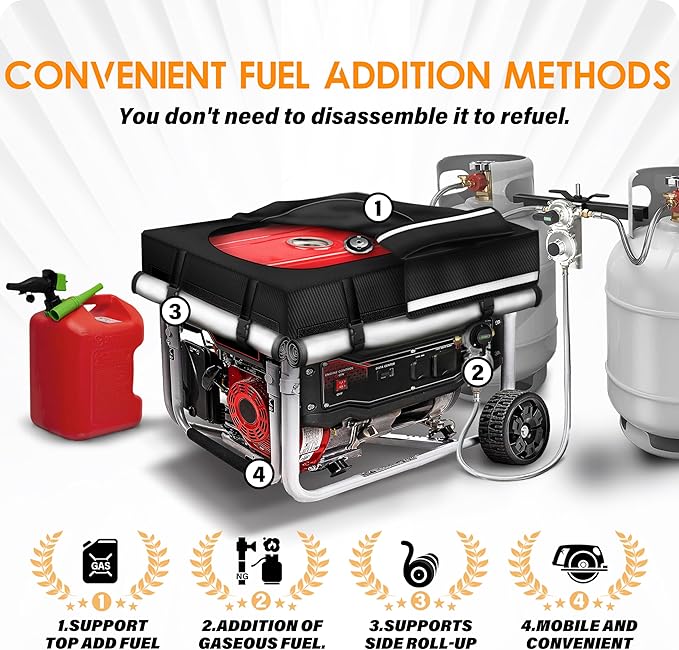 Generator Covers While Running, 32x24x24 inch Generator Cover, 900D+210D Heavy Duty Waterproof, Top Can Be Opened for Refueling. All-weather Generator Protective Cover.Black