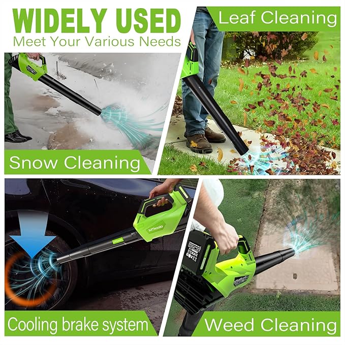 2026 Upgrade Leaf Blower, Leaf Blower Cordless with 2 * 2.6AH Batteries and Fast Charger, 450CFM &150MPH and 2 Speed Mode, Lightweight Electric Leaf Blowers for Lawn, Yard, Leaves, Dust Care (Green)
