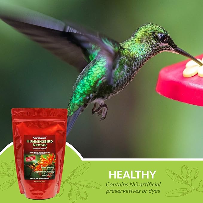 Sapphire Labs Naturally Fresh Hummingbird Nectar with Nectar Defender - Lasts Longer | Easy to Use Powder - Makes 96 oz - 2 Pack