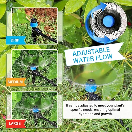 243FT Drip Irrigation Kit, Drip Irrigation System with 1/2'' Hose1/4 Drip Irrigation Tubing, 2025New Quick-Connect, Three Adjustable Nozzle Types for Garden Greenhouse Flower Bed Patio Lawn