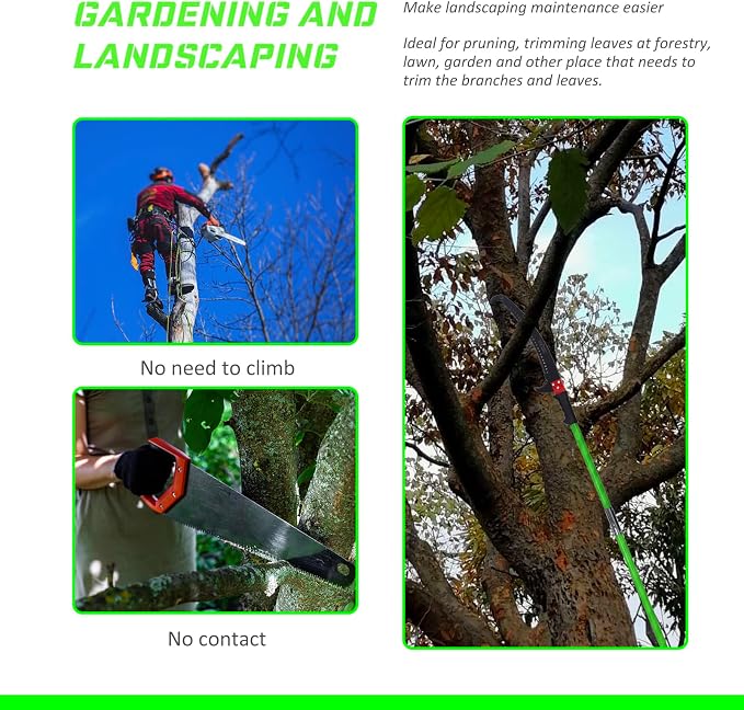 Pole Saw for Tree Trimming - 30.1 FT Extendable Tree Pruner, Long Handle Tree Trimmer, High Reach Branch Cutter, Heavy Duty Pole Pruning Saw, Tree Cutting Tool for Hard-to-Reach Branches