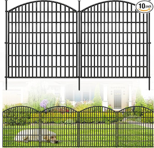 ULIOK Decorative Garden Fence, 10 Panels No Dig Fence Panels 32 in(H) X 25.6ft(L) Animal Barrier for Patio, Animal Ground Stakes Fencing for Garden, Rabbit Dog Temporary Fence for Outdoor Yard