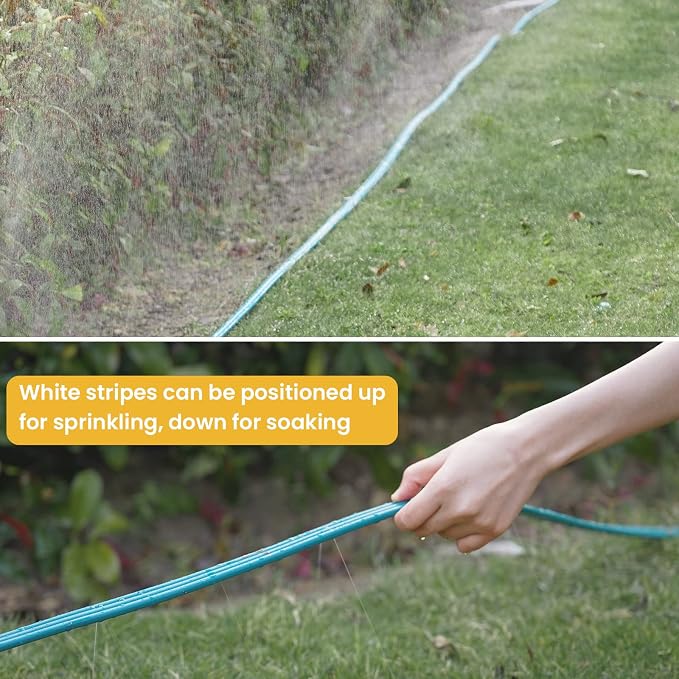 LINEX Sprinkler Soaker Hose 75 ft 2 pack for Garden Lawn Watering Hose with Stakes