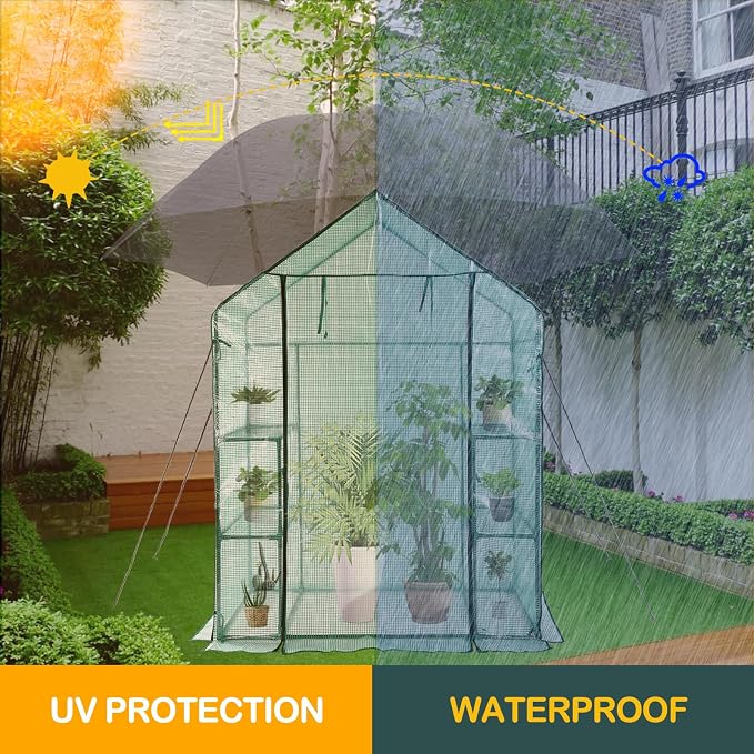 Mini Greenhouse,Greenhouses for Outdoors,Portable Walk in Green House for Garden Plants that Need Frost Protection and Away from Animals(56"x30"x76")-Green