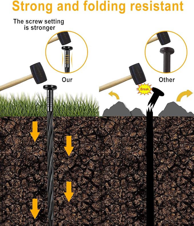 100-Pack-8 Inch Plastic Landscape Stakes, Spiral Nylon Landscape Anchoring Spikes，Edging Spikes for Paver Edging, Weed Barrier, Artificial Turf & More