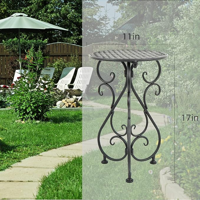 NAKUPE Metal Plant Stand 17in and 23in Tall Flower Pot Stands(Both 2 Pack)(Black&Brown)