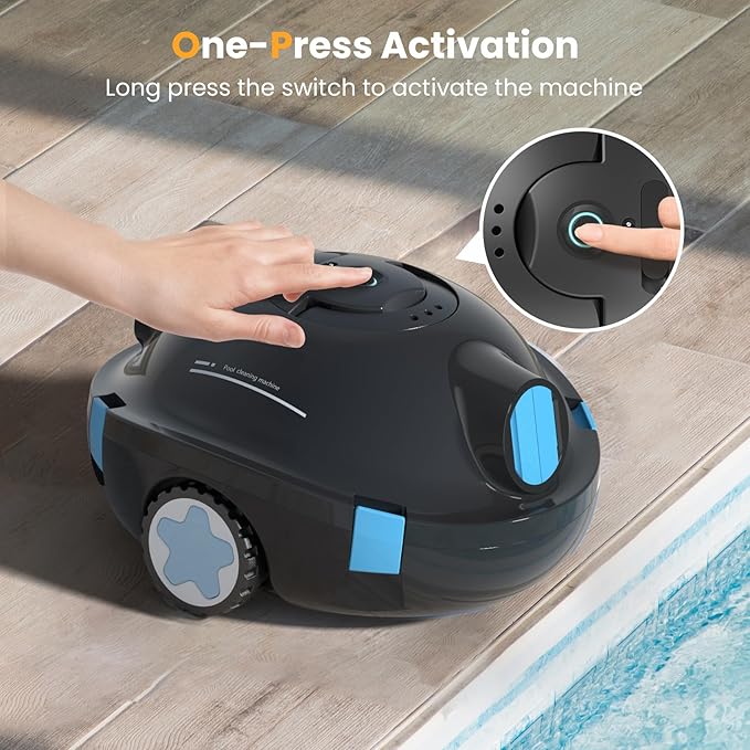Y10 Cordless Robotic Pool Cleaner, Automatic Pool Vacuum - Ultra Long Battery Life, Powerful Suction, Self-Parking, Lightweight for Above/Inground Pools Up to 65ft/1100 Sq.Ft (Coal)