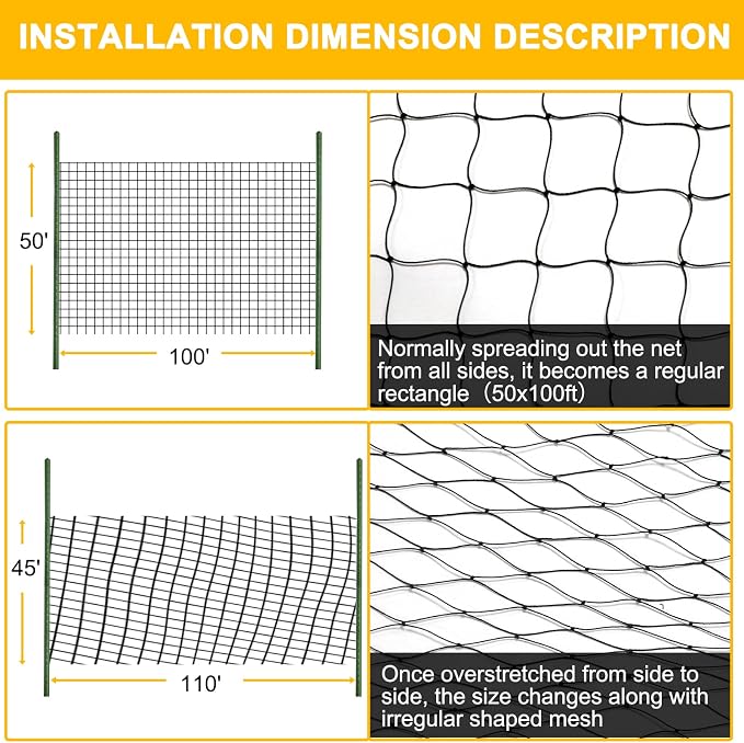 BSTPCOO Bird Netting 50ft x 100ft, Heavy Duty Garden Net 1 inch Mesh Nylon Nettings for Chicken Coop Roof, Poultry Netting Deer Fence Trellis Net for Fruits Trees Plants