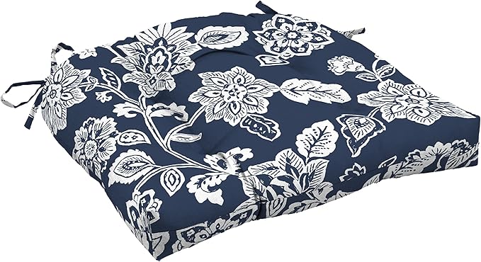 Arden Selections Outdoor Wicker Chair Cushion, 20 x 18, Rain-Proof, Fade Resistant 20 x 18, Sapphire Blue Ashland Jacobean (Pack of 4)