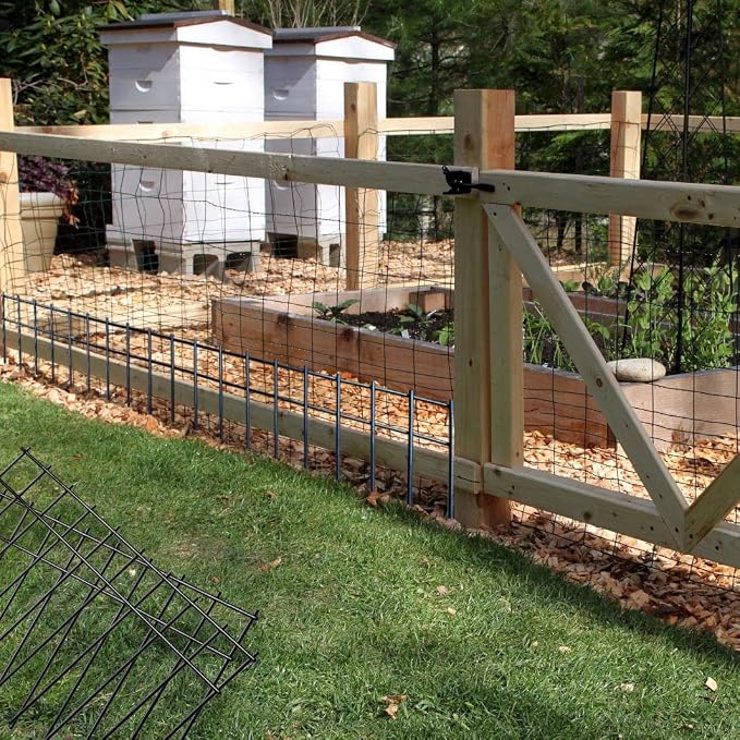 Black Animal Barrier Fence 12in (H) X13.8ft (L) with 1.55 Inch Spacing, Heavy Duty 4 Gauge Galvanized Under Fence Dog Barrier, Anti Digging Fence Guard Bottom Barrier