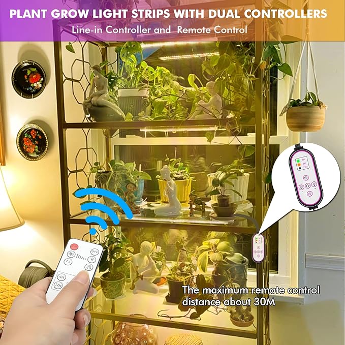 Felibeaco Plant Grow Lights Strip for Indoor Plants Full Spectrum,216 LEDs Plant Lights Bar for Indoor Growing with Timer, Indoor Plant Grow Lamp for House Plants with 3 Lighting Mode/10 Dimmable