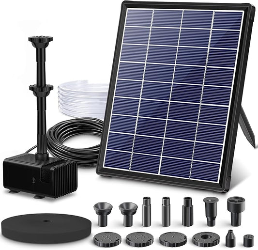 Biling 5.5W Solar Fountain Pump for Bird Bath, DIY Solar Water Pump with Double-Layer Nozzles & Dry-Run Protection 5 FT Tubing for Birdbath, Garden Ponds, Water Features