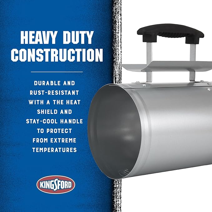 KINGSFORD Heavy Duty Deluxe Charcoal Chimney Starter, Large Capacity Zinc Steel BBQ Fire Starter with Heat Shield and Stay-Cool Handle, Vented Base Air Vents for Fast Even Lighting